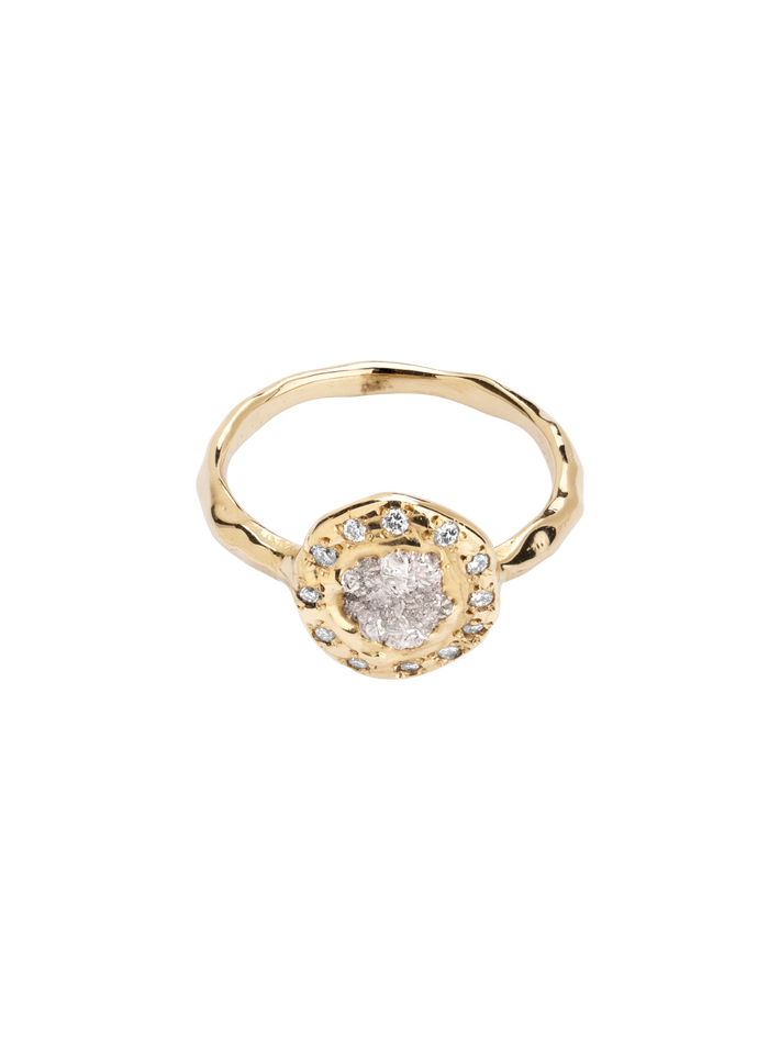 Rough diamond halo ring