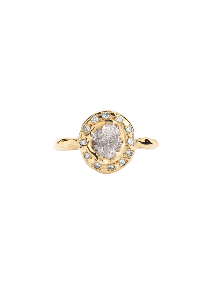 Rough diamond halo ring