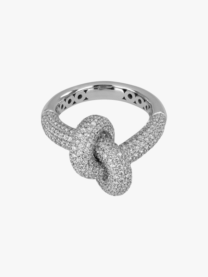 Absolutely loose knot pavé diamond ring