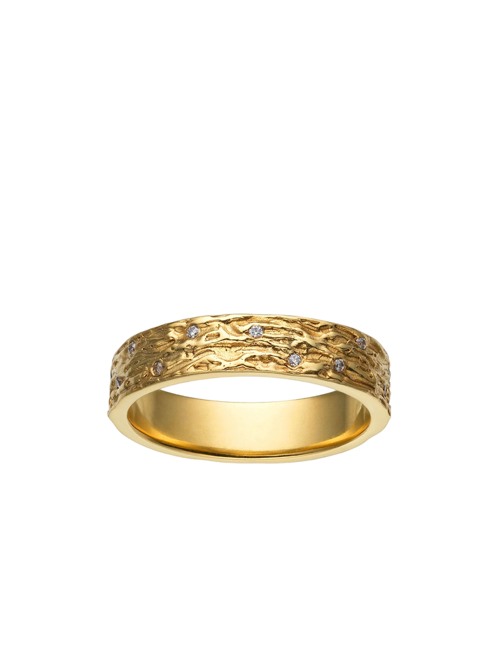 Coral reef diamonds wedding band 14 ct gold