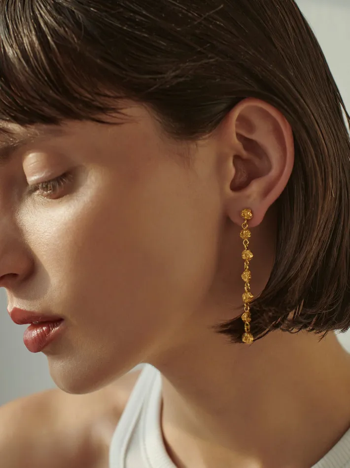 Archaic long earrings gold vermeil