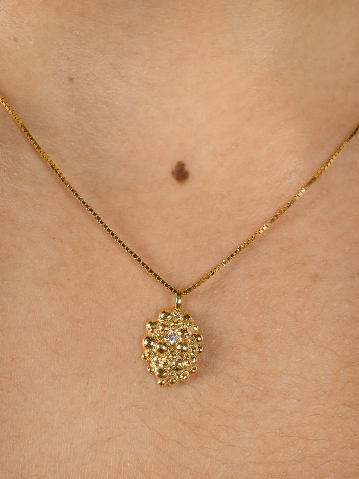 Céleste deux oval necklace 14ct gold and diamond