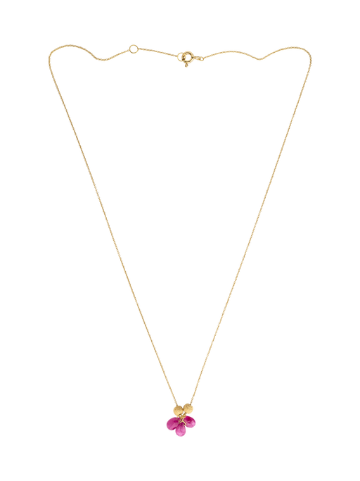 Gold bead and chain necklace with ruby photo