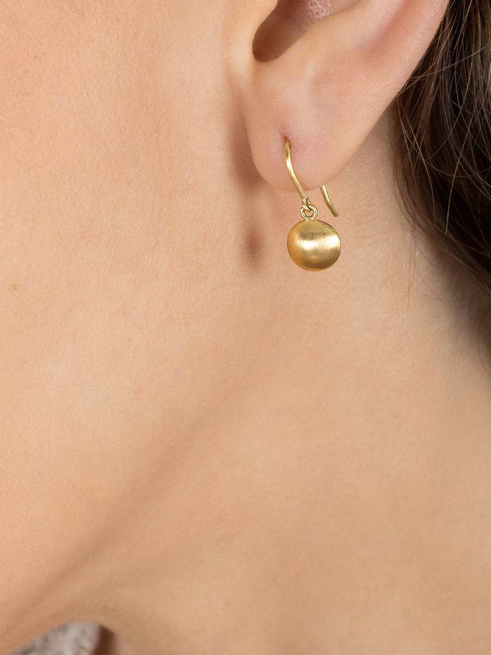 Gold round button earrings