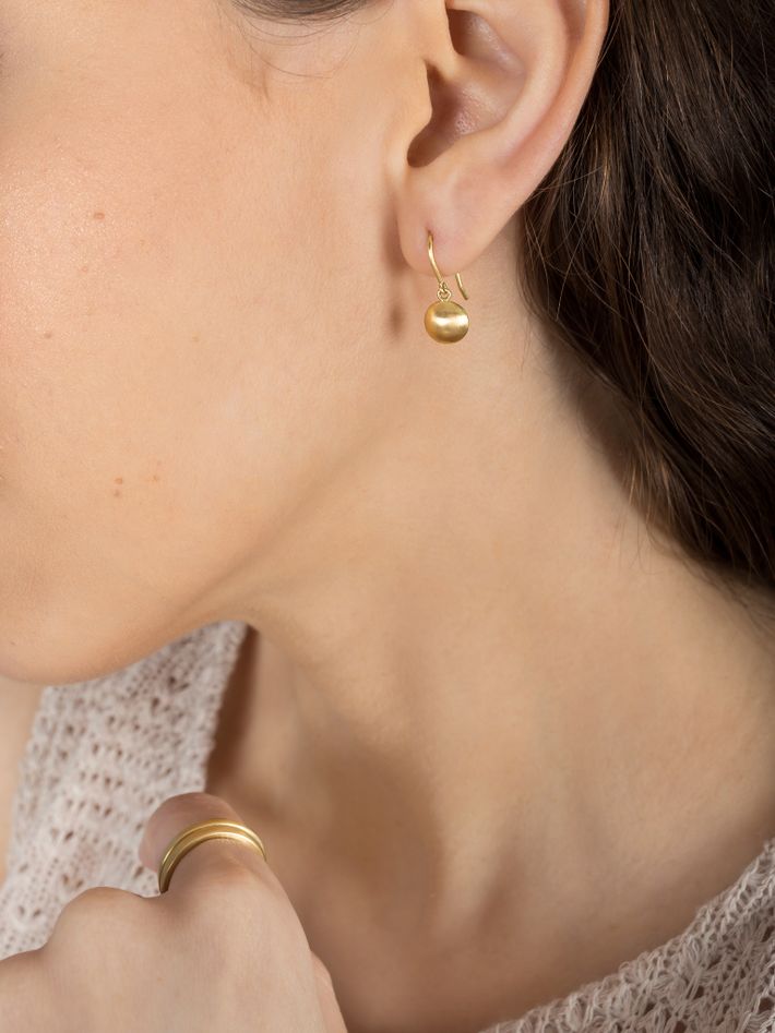 Gold round button earrings