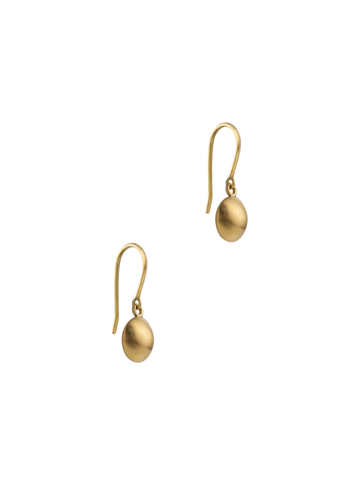 Gold round button earrings