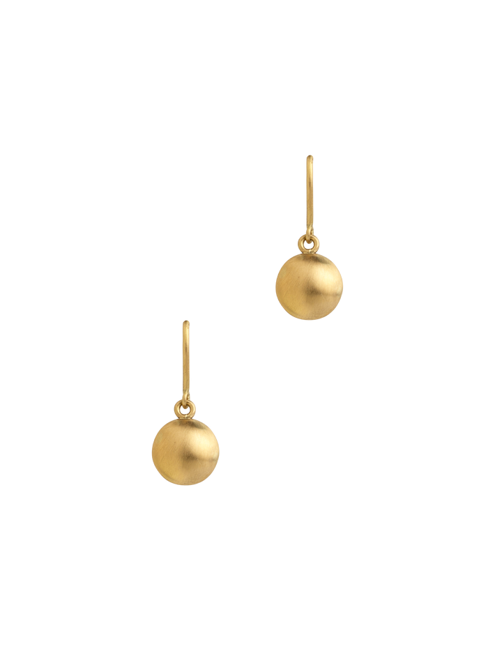 Gold round button earrings