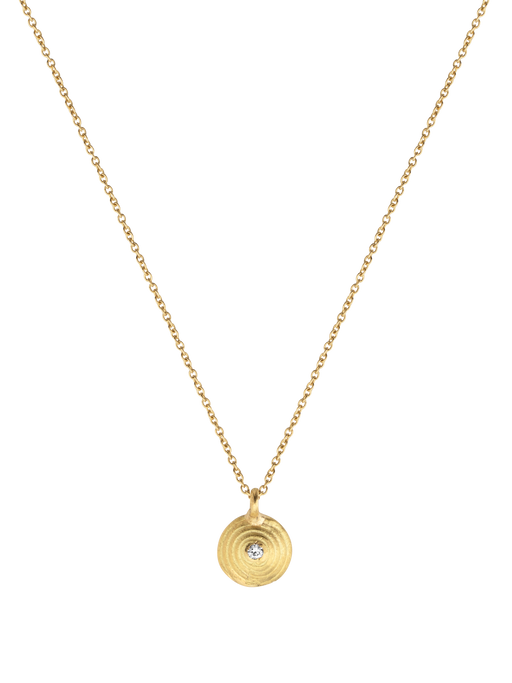 Gold chain necklace and small diamond pendant  photo