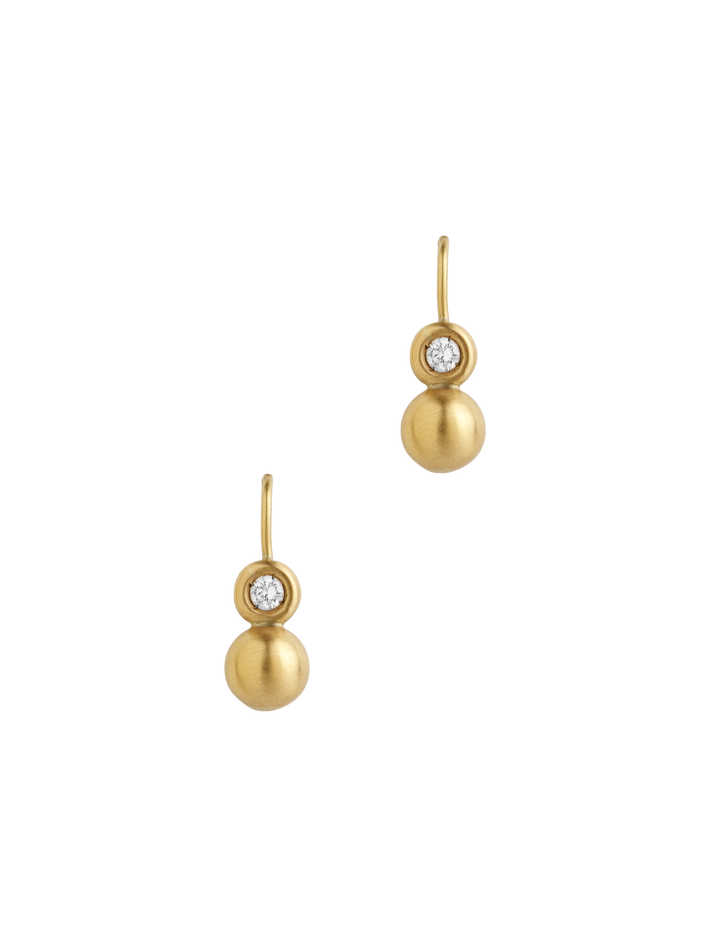 Diamond and gold bead earrings