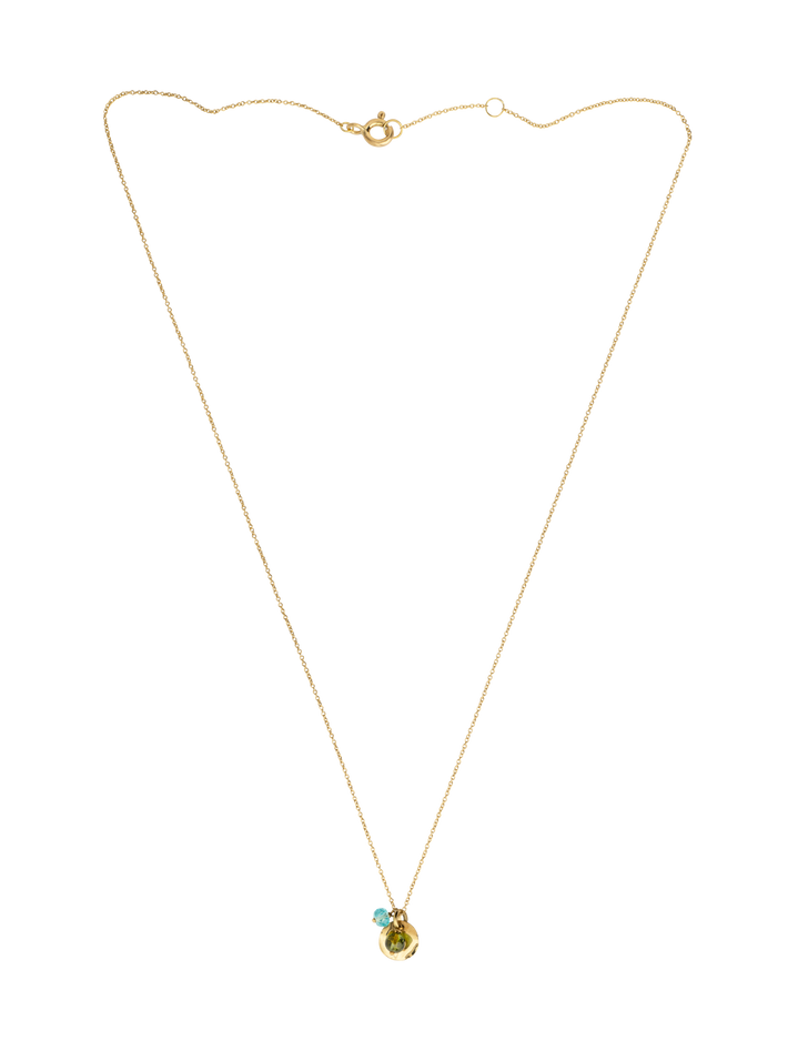 Gold petal and tourmaline chain necklace