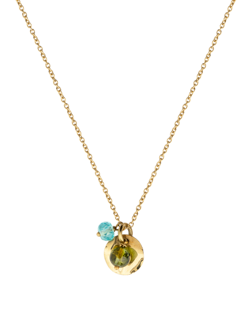 Gold petal and tourmaline chain necklace photo