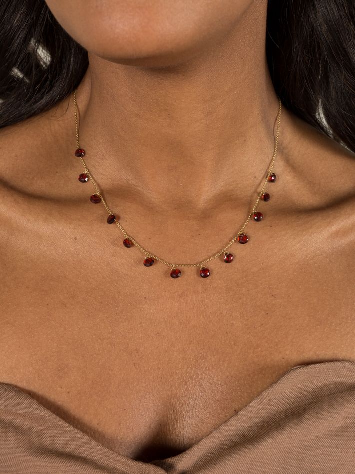 Red garnet chain necklace