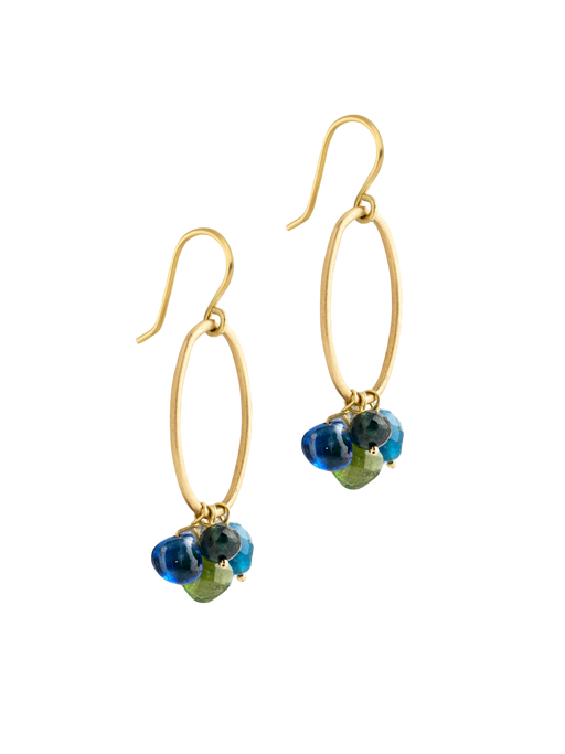 Iolite, tourmaline and gold earrings photo