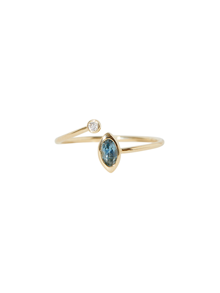 Solar diamond and sapphire ring 