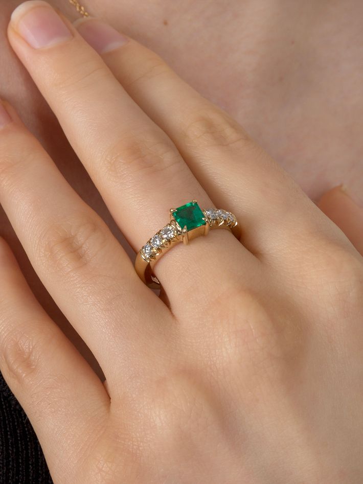 French pave emerald ring