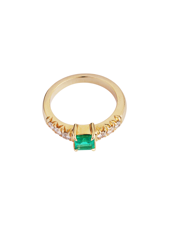 French pave emerald ring