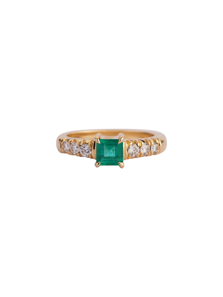 French pave emerald ring