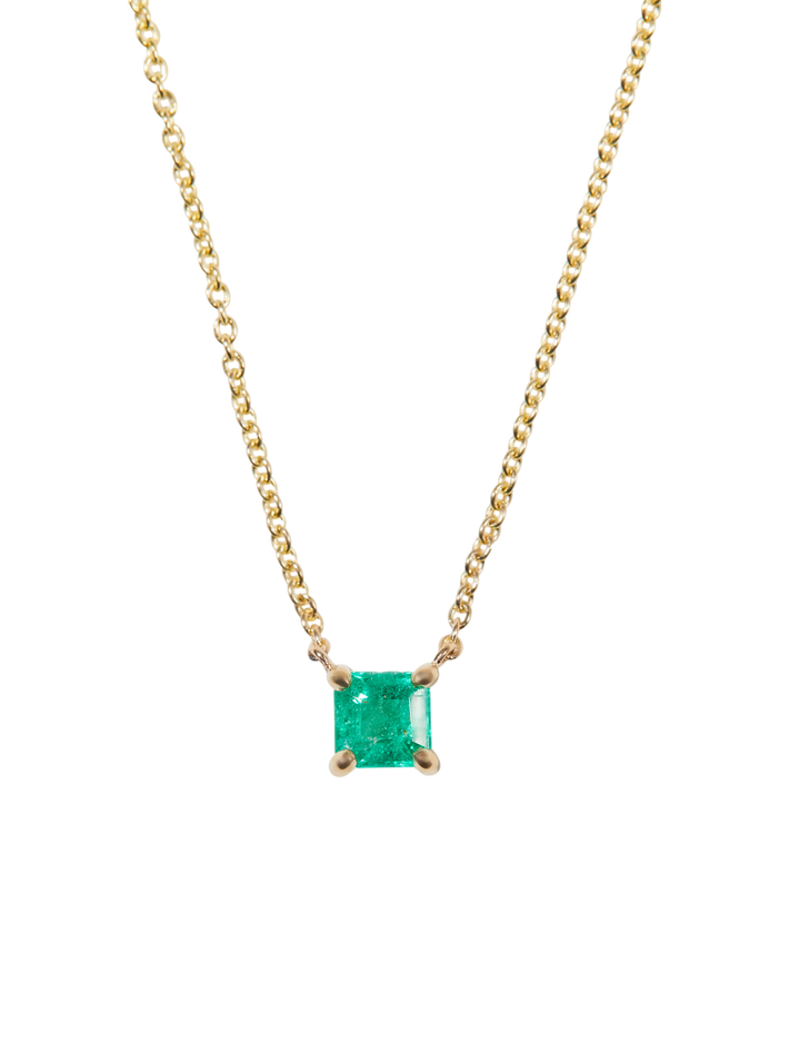 Emerald solitaire necklace