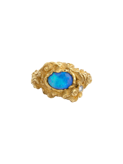 Florid opal and diamond ring photo