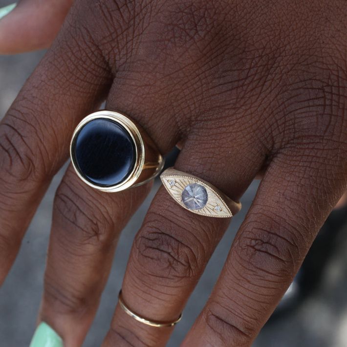 Salt & pepper petite third eye ring (Refurbished)