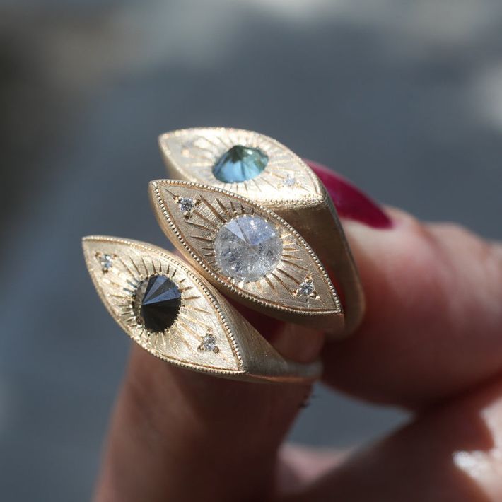 Salt & pepper petite third eye ring (Refurbished)