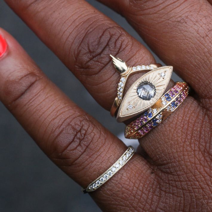 Salt & pepper petite third eye ring (Refurbished)