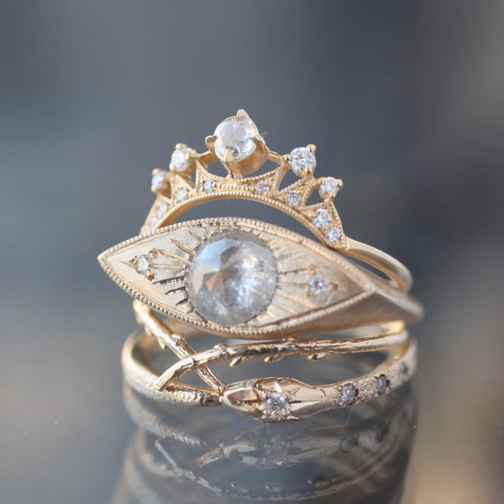 Salt & pepper petite third eye ring (Refurbished)