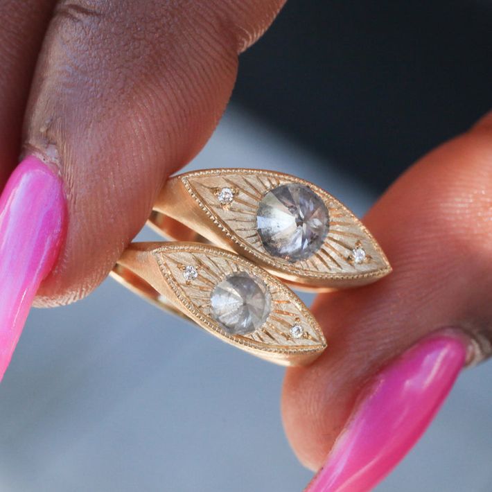 Salt & pepper petite third eye ring (Refurbished)