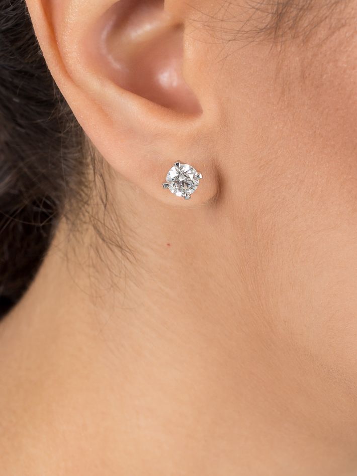Luxury tiny clash earrings - studs, 1,85 ct, white