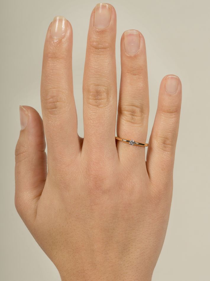 Duo petite engagement ring, 0,10 ct, yellow