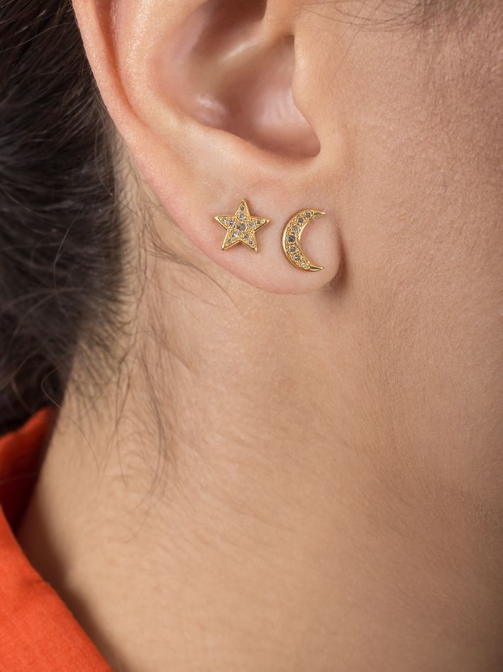 Cosmos moon earring, 1 pc, yellow