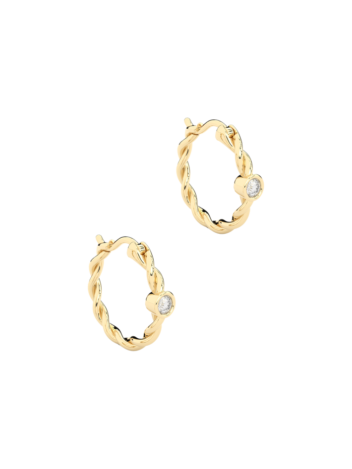 Becoming twisted hoop earrings, 10 mm, yellow