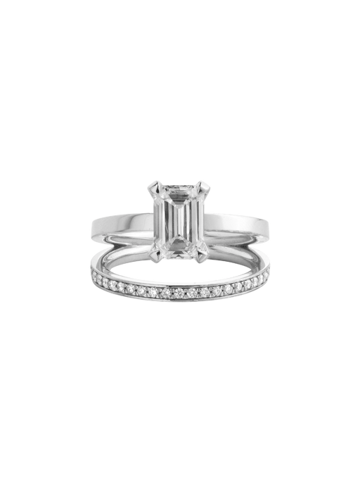 Reflection ring, emerald cut diamond, 2,11 ct total, white photo