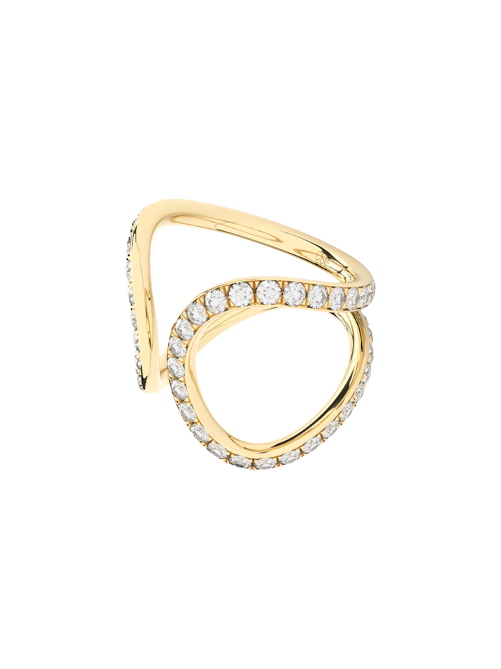 Reflection embrace ring, ~1,30 ct, yellow