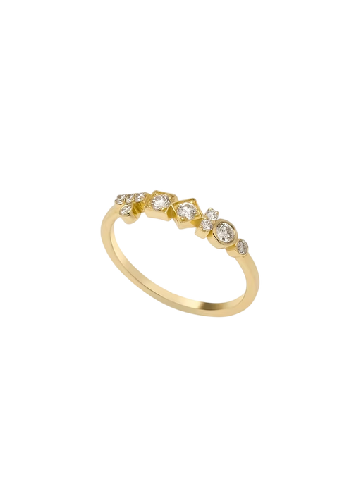 Asymmetrical White Diamond Ring photo