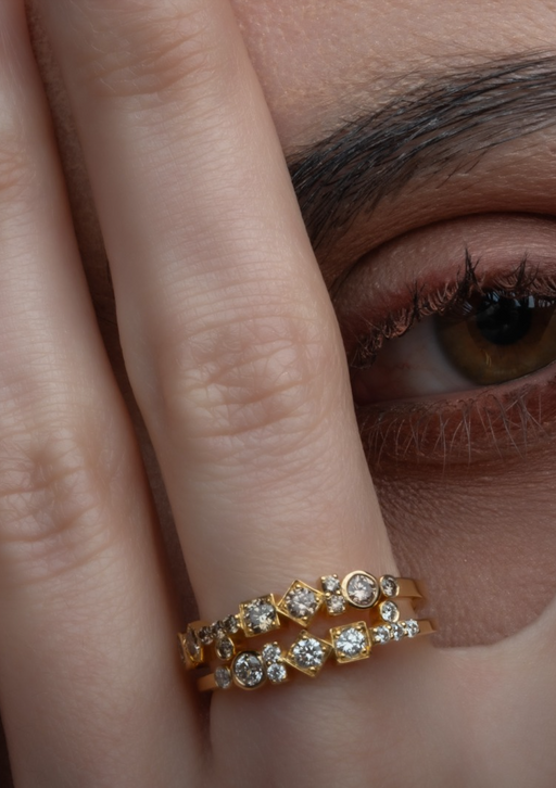 Asymmetrical Brown Diamond Ring photo