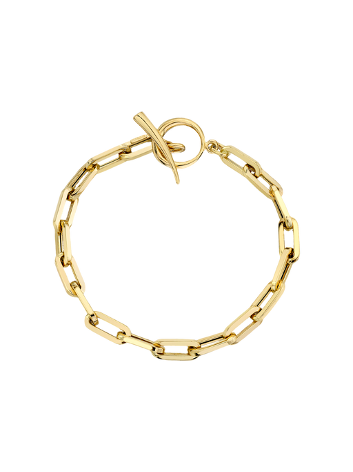 Rectangular link chain bracelet with tusk clasp gold vermeil photo