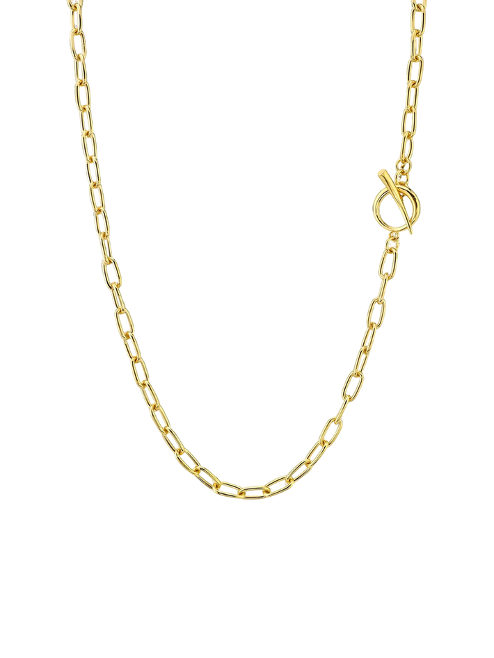 Baby rectangular link chain necklace with tusk clasp