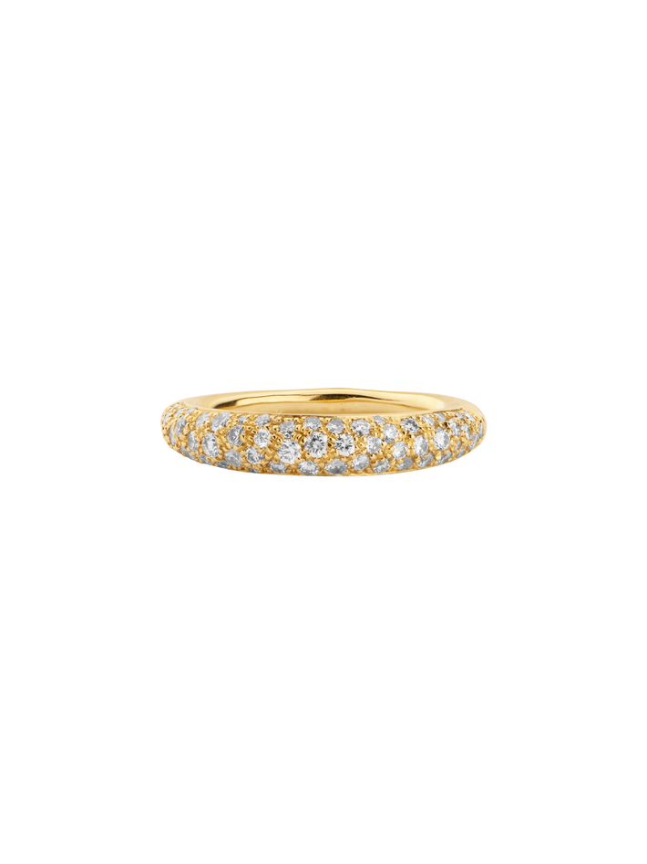Rising tusk ring with various size diamonds