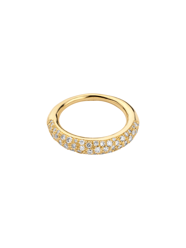 Rising tusk ring with various size diamonds