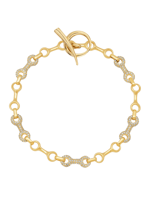 15 mm Double Beam Alterno Chain Bracelet with Pavé Links photo