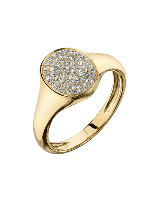 Disc Signet Ring with White Pavé Diamonds photo