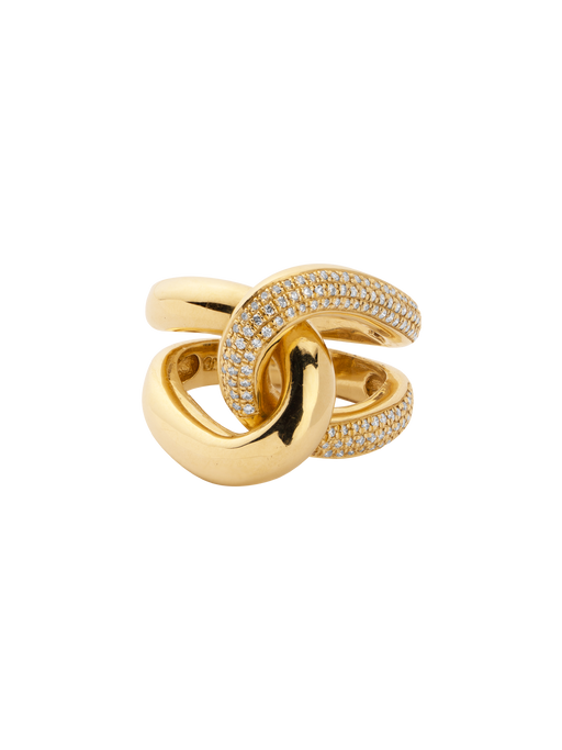 Full link ring with white pavé diamonds photo