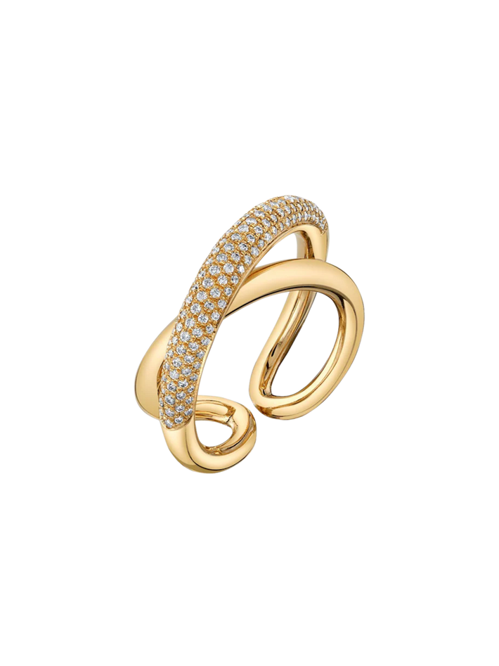 Twisted ring with white pavé diamonds