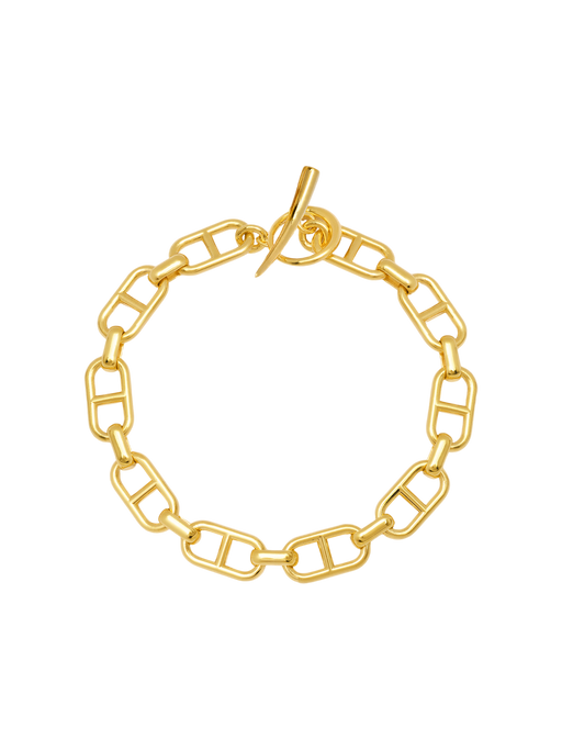 Fine stirrup chain bracelet with tusk clasp photo