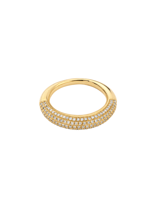 Rising tusk ring with half white pavé diamonds photo