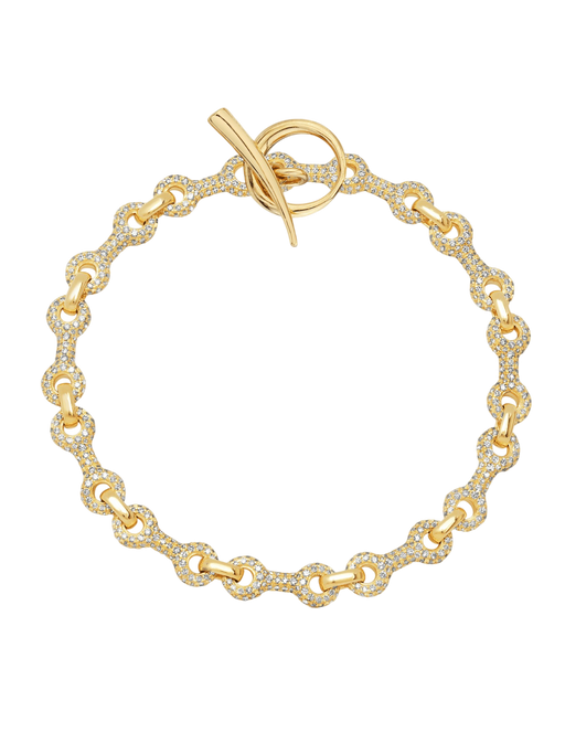 15 mm Double Beam Chain Continuo Bracelet with Pavé Links photo