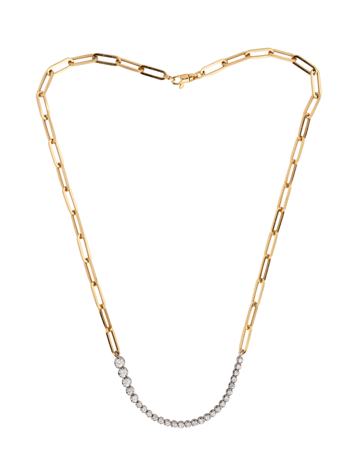 Ascending diamonds tennis necklace on rectangular chain photo