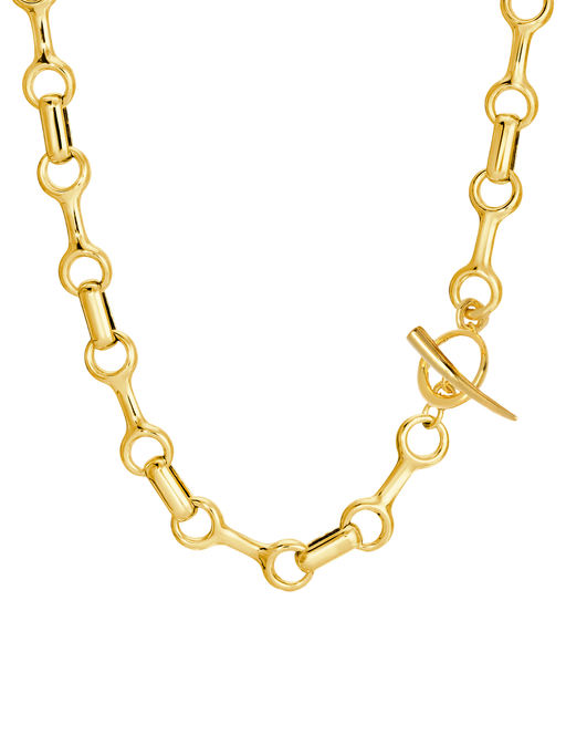 25 mm double beam chain necklace with tusk clasp gold vermeil photo