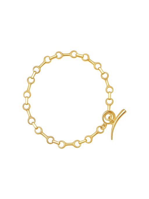 Fine double beam chain bracelet with tusk clasp photo